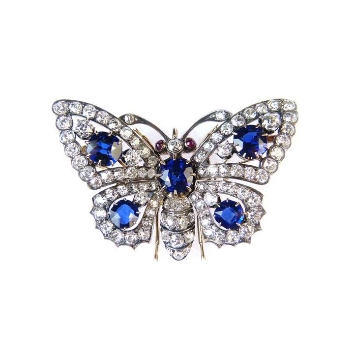 19th century sapphire and diamond butterfly brooch